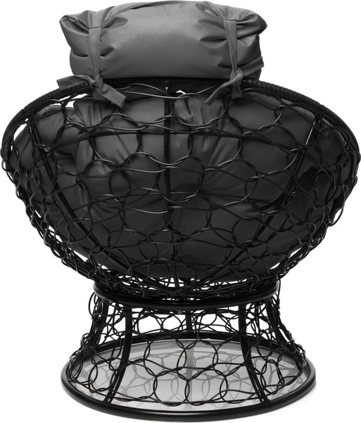 Изображение товара Кресло садовое M-Group Папасан мини / 12070409 (черный ротанг/серая подушка)