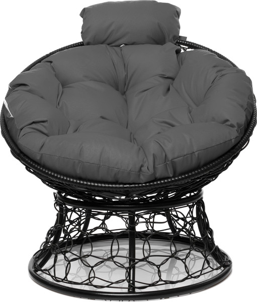 Изображение товара Кресло садовое M-Group Папасан мини / 12070409 (черный ротанг/серая подушка)