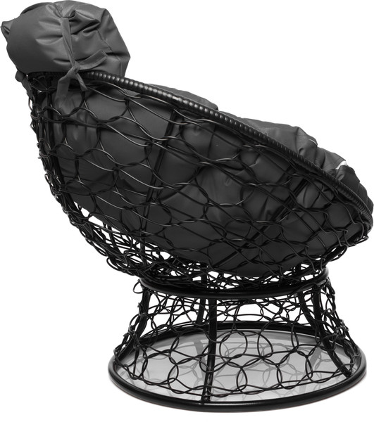 Изображение товара Кресло садовое M-Group Папасан мини / 12070409 (черный ротанг/серая подушка)