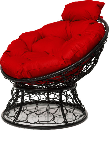Изображение товара Кресло садовое M-Group Папасан мини / 12070406 (черный ротанг/красная подушка)