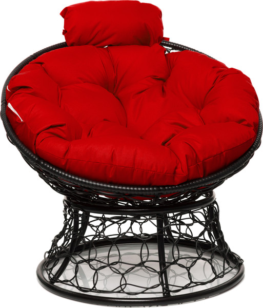 Изображение товара Кресло садовое M-Group Папасан мини / 12070406 (черный ротанг/красная подушка)