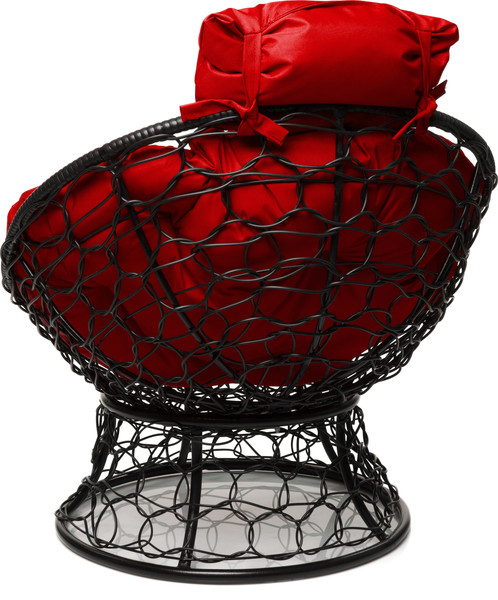 Изображение товара Кресло садовое M-Group Папасан мини / 12070406 (черный ротанг/красная подушка)