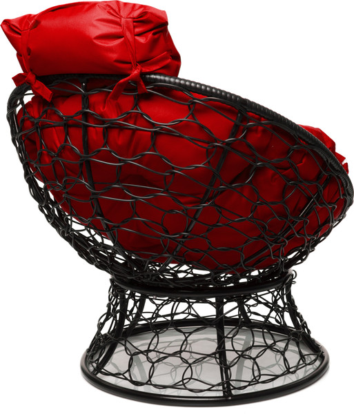 Изображение товара Кресло садовое M-Group Папасан мини / 12070406 (черный ротанг/красная подушка)
