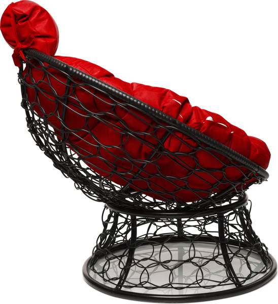 Изображение товара Кресло садовое M-Group Папасан мини / 12070406 (черный ротанг/красная подушка)