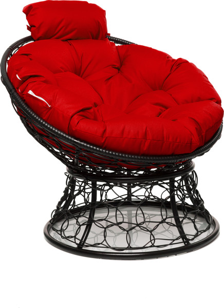 Изображение товара Кресло садовое M-Group Папасан мини / 12070406 (черный ротанг/красная подушка)