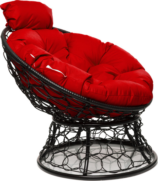Изображение товара Кресло садовое M-Group Папасан мини / 12070406 (черный ротанг/красная подушка)