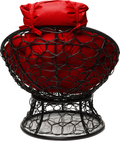 Изображение товара Кресло садовое M-Group Папасан мини / 12070406 (черный ротанг/красная подушка)