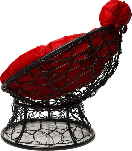 Изображение товара Кресло садовое M-Group Папасан мини / 12070406 (черный ротанг/красная подушка)