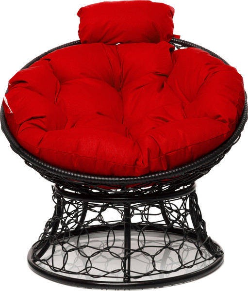 Изображение товара Кресло садовое M-Group Папасан мини / 12070406 (черный ротанг/красная подушка)