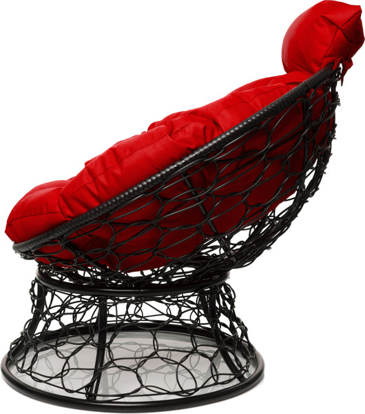 Изображение товара Кресло садовое M-Group Папасан мини / 12070406 (черный ротанг/красная подушка)