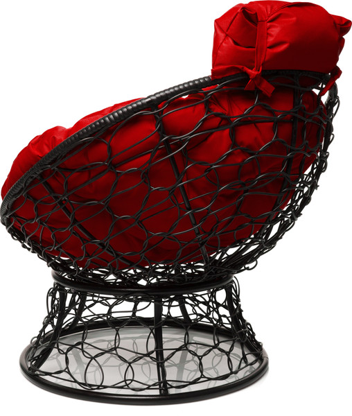 Изображение товара Кресло садовое M-Group Папасан мини / 12070406 (черный ротанг/красная подушка)