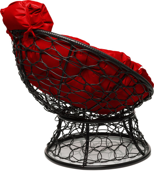 Изображение товара Кресло садовое M-Group Папасан мини / 12070406 (черный ротанг/красная подушка)