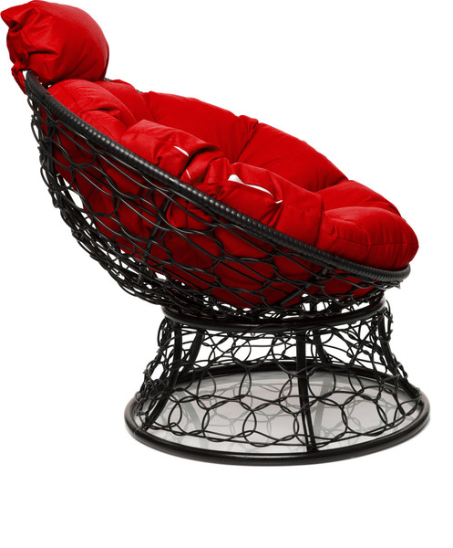 Изображение товара Кресло садовое M-Group Папасан мини / 12070406 (черный ротанг/красная подушка)