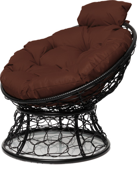 Изображение товара Кресло садовое M-Group Папасан мини / 12070405 (черный ротанг/коричневая подушка)