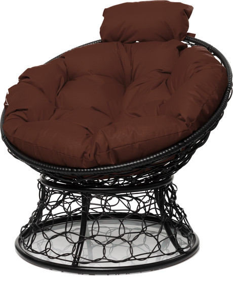 Изображение товара Кресло садовое M-Group Папасан мини / 12070405 (черный ротанг/коричневая подушка)