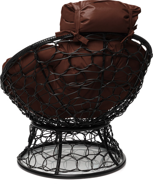 Изображение товара Кресло садовое M-Group Папасан мини / 12070405 (черный ротанг/коричневая подушка)