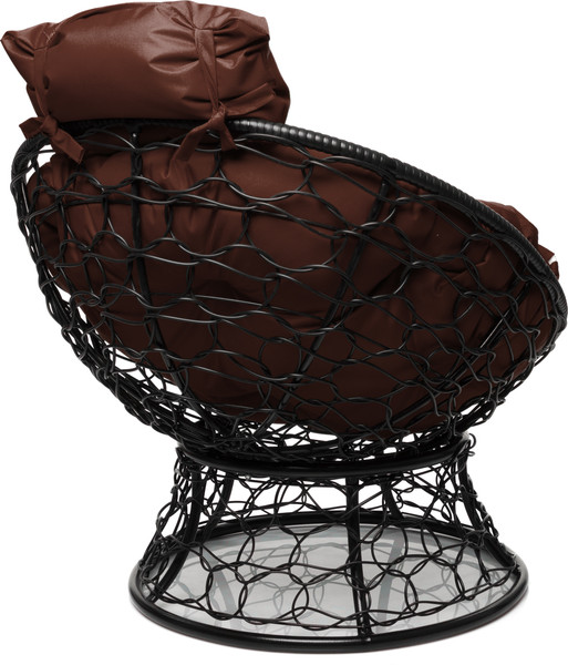 Изображение товара Кресло садовое M-Group Папасан мини / 12070405 (черный ротанг/коричневая подушка)