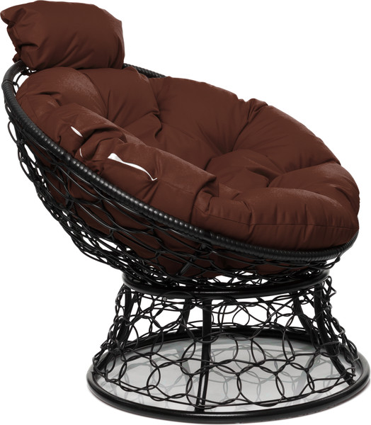 Изображение товара Кресло садовое M-Group Папасан мини / 12070405 (черный ротанг/коричневая подушка)