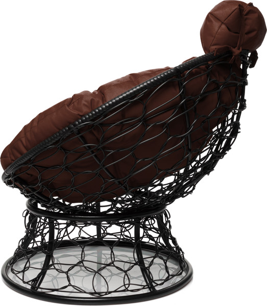 Изображение товара Кресло садовое M-Group Папасан мини / 12070405 (черный ротанг/коричневая подушка)