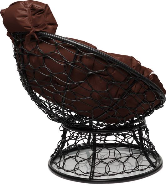 Изображение товара Кресло садовое M-Group Папасан мини / 12070405 (черный ротанг/коричневая подушка)