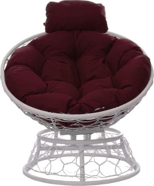 Изображение товара Кресло садовое M-Group Папасан пружинка мини / 12090102 (белый ротанг/бордовая подушка)