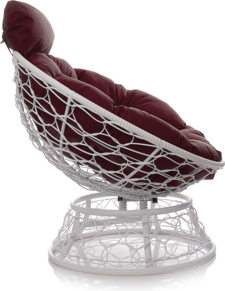 Изображение товара Кресло садовое M-Group Папасан пружинка мини / 12090102 (белый ротанг/бордовая подушка)