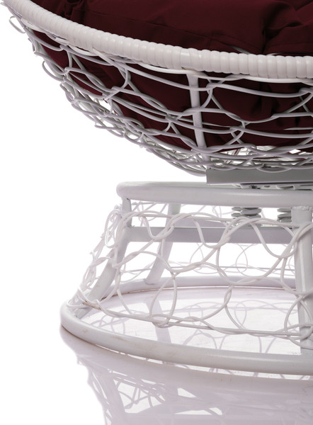 Изображение товара Кресло садовое M-Group Папасан пружинка мини / 12090102 (белый ротанг/бордовая подушка)