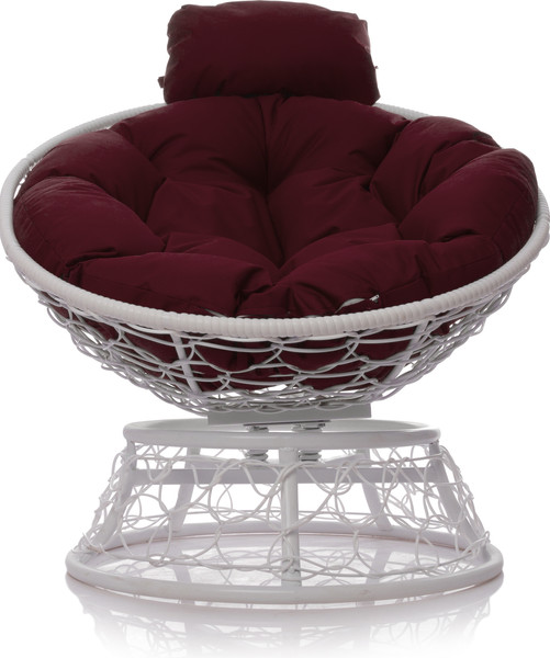 Изображение товара Кресло садовое M-Group Папасан пружинка мини / 12090102 (белый ротанг/бордовая подушка)