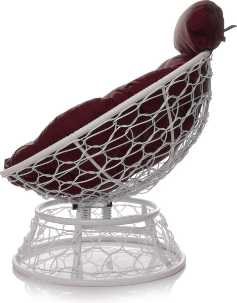 Изображение товара Кресло садовое M-Group Папасан пружинка мини / 12090102 (белый ротанг/бордовая подушка)