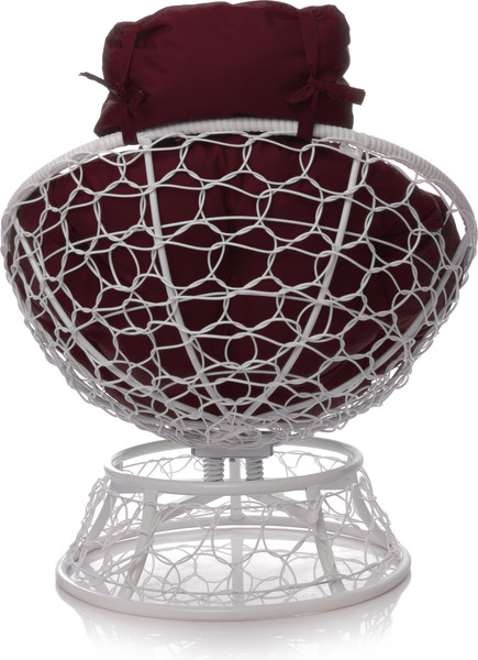 Изображение товара Кресло садовое M-Group Папасан пружинка мини / 12090102 (белый ротанг/бордовая подушка)