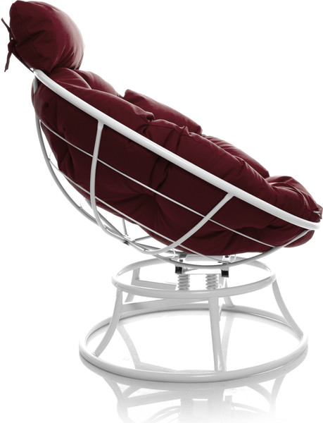 Изображение товара Кресло садовое M-Group Папасан пружинка мини / 12080102 (белый/бордовая подушка)