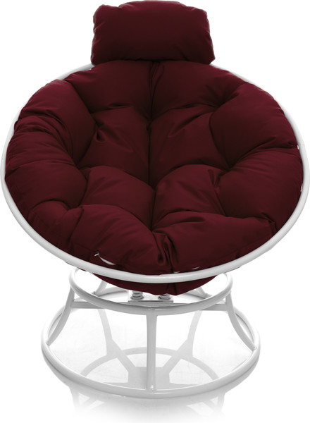 Изображение товара Кресло садовое M-Group Папасан пружинка мини / 12080102 (белый/бордовая подушка)