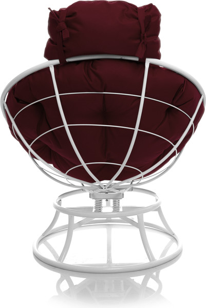 Изображение товара Кресло садовое M-Group Папасан пружинка мини / 12080102 (белый/бордовая подушка)