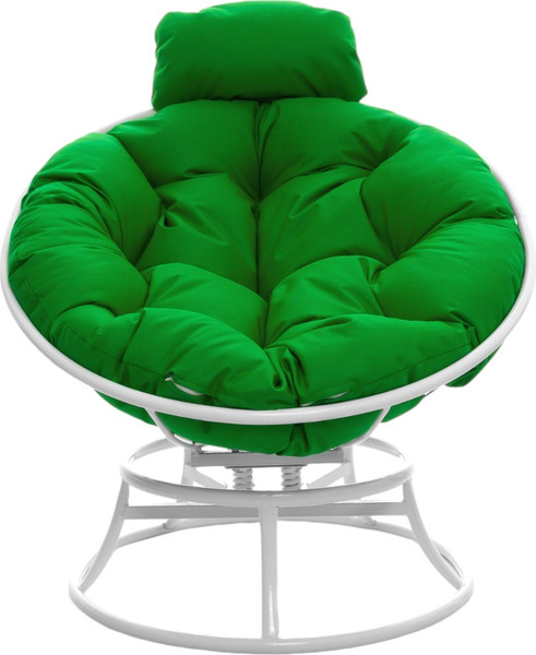Изображение товара Кресло садовое M-Group Папасан пружинка мини / 12080104 (белый/зеленая подушка)