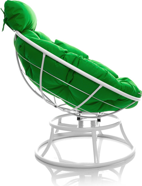 Изображение товара Кресло садовое M-Group Папасан пружинка мини / 12080104 (белый/зеленая подушка)