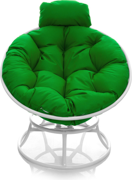 Изображение товара Кресло садовое M-Group Папасан пружинка мини / 12080104 (белый/зеленая подушка)
