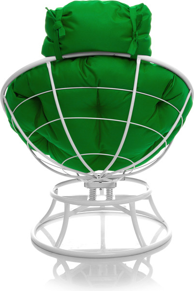 Изображение товара Кресло садовое M-Group Папасан пружинка мини / 12080104 (белый/зеленая подушка)
