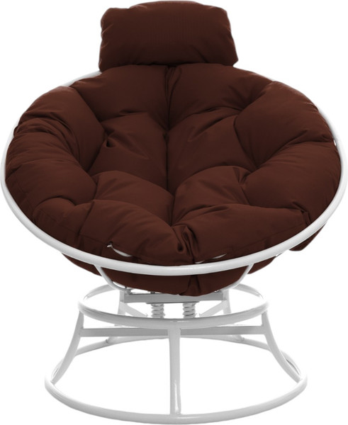 Изображение товара Кресло садовое M-Group Папасан пружинка мини / 12080105 (белый/коричневая подушка)