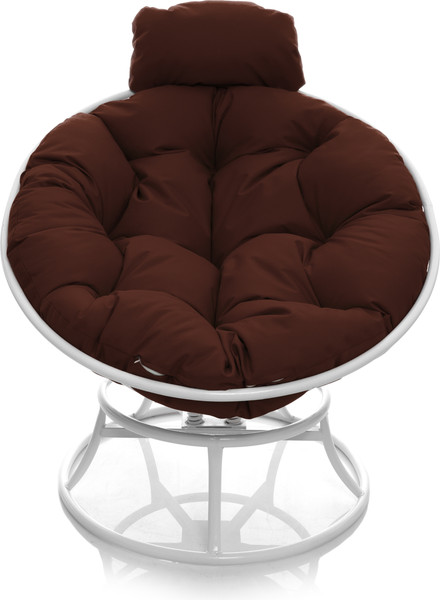 Изображение товара Кресло садовое M-Group Папасан пружинка мини / 12080105 (белый/коричневая подушка)