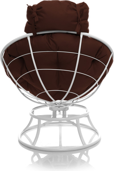 Изображение товара Кресло садовое M-Group Папасан пружинка мини / 12080105 (белый/коричневая подушка)