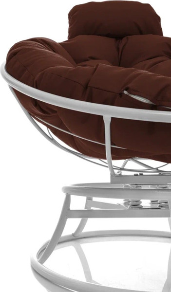 Изображение товара Кресло садовое M-Group Папасан пружинка мини / 12080105 (белый/коричневая подушка)