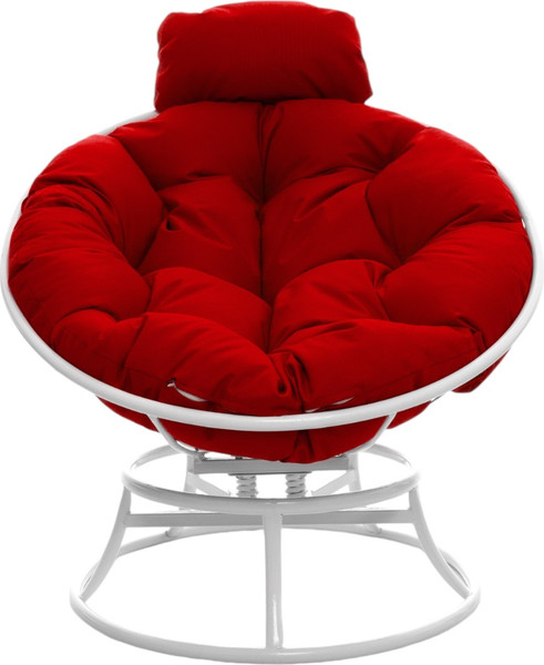 Изображение товара Кресло садовое M-Group Папасан пружинка мини / 12080106 (белый/красная подушка)