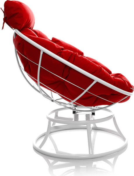 Изображение товара Кресло садовое M-Group Папасан пружинка мини / 12080106 (белый/красная подушка)