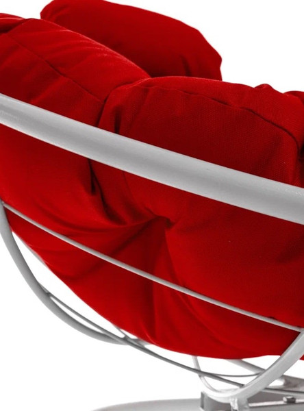 Изображение товара Кресло садовое M-Group Папасан пружинка мини / 12080106 (белый/красная подушка)