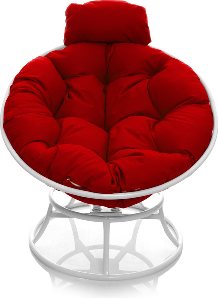 Изображение товара Кресло садовое M-Group Папасан пружинка мини / 12080106 (белый/красная подушка)