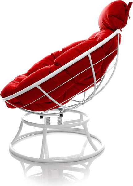 Изображение товара Кресло садовое M-Group Папасан пружинка мини / 12080106 (белый/красная подушка)