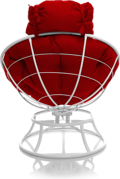 Изображение товара Кресло садовое M-Group Папасан пружинка мини / 12080106 (белый/красная подушка)