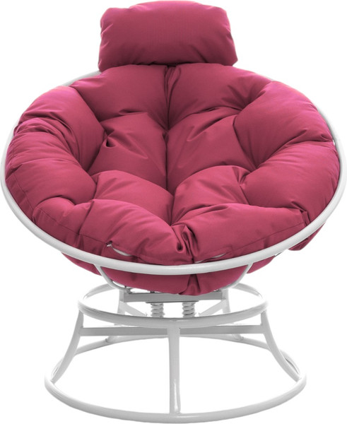 Изображение товара Кресло садовое M-Group Папасан пружинка мини / 12080108 (белый/розовая подушка)