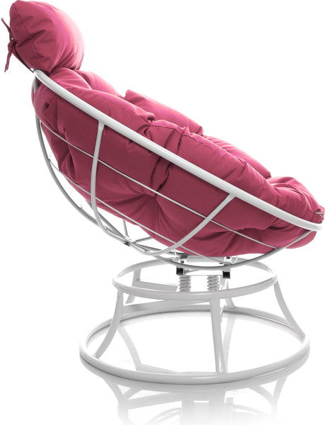 Изображение товара Кресло садовое M-Group Папасан пружинка мини / 12080108 (белый/розовая подушка)
