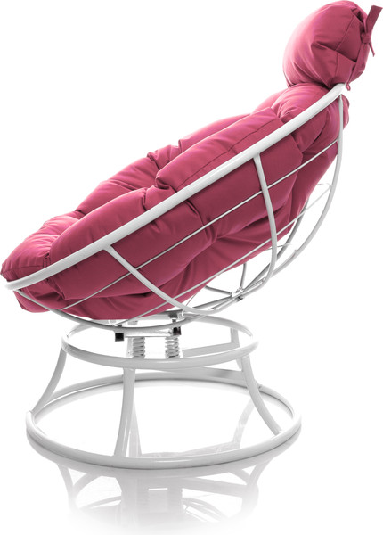 Изображение товара Кресло садовое M-Group Папасан пружинка мини / 12080108 (белый/розовая подушка)